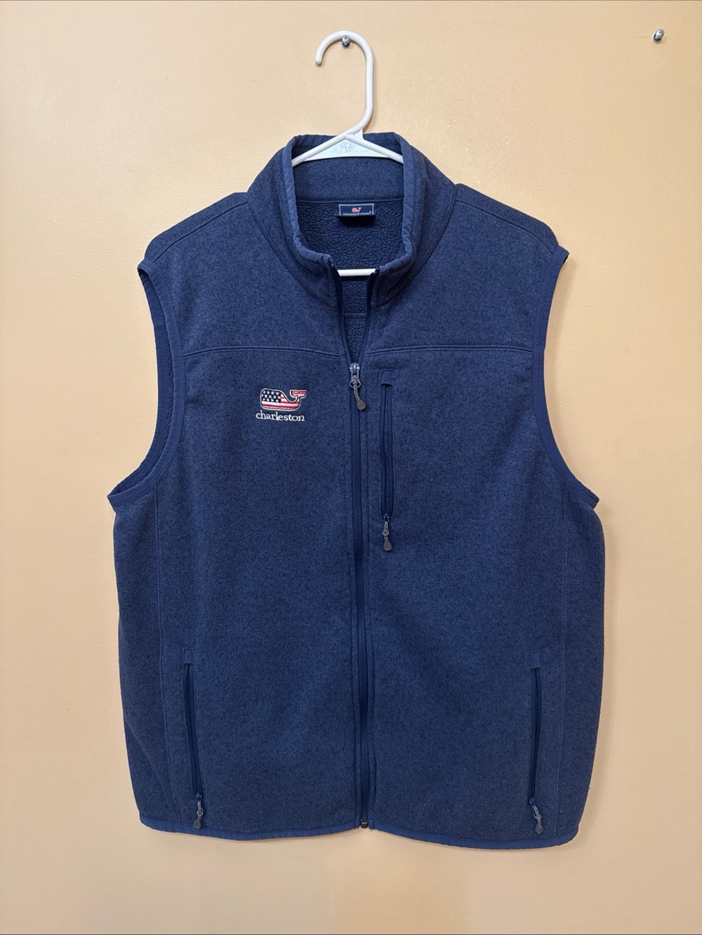 Vineyard Vines Navy Fleece Jacket with Whale Logo Charleston